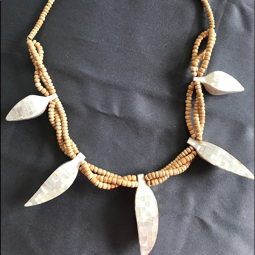Beads and opal leaves